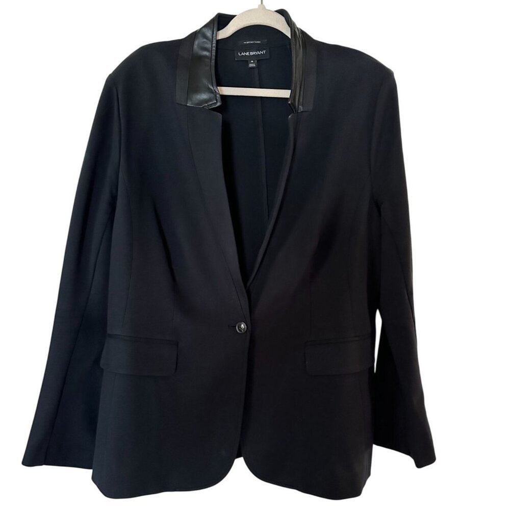 Lane Bryant Womens Jacket Black Size 18 Leather Collar